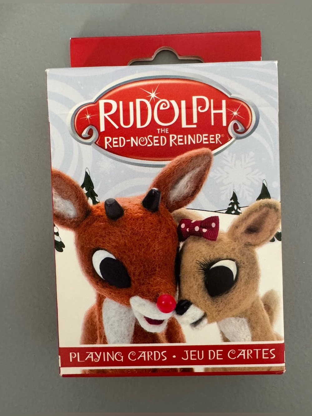 Rudolph The Red-Nosed Reindeer Playing Cards - Red & Tan Christmas theme